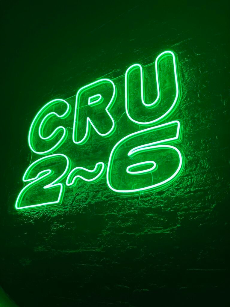 Neon Green CRU 26 Sign Display
